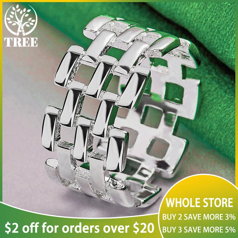 925 Silver Hollow Charm Rings for Women Man Engagement Wedding Birthday Gift