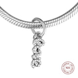 925 Silver Love Charms CZ Beads for Bracelet DIY