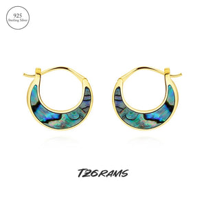 925 Silver Abalone Shell Crescent Moon Earrings Plated, Birthday Gift