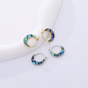 925 Silver Abalone Shell Crescent Moon Earrings Plated, Birthday Gift