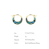 925 Silver Abalone Shell Crescent Moon Earrings Plated, Birthday Gift