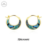 925 Silver Abalone Shell Crescent Moon Earrings Plated, Birthday Gift