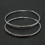 925 Silver Big Circle Earrings Retro Thai Silver 45mm Round Hoop Jewelry