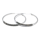 925 Silver Big Circle Earrings Retro Thai Silver 45mm Round Hoop Jewelry