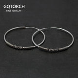 925 Silver Big Circle Earrings Retro Thai Silver 45mm Round Hoop Jewelry