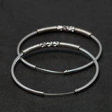 925 Silver Big Circle Earrings Retro Thai Silver 45mm Round Hoop Jewelry