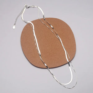 925 Silver Snake Chain Double-layer Necklace French Fine Jewelry Gift