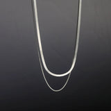925 Silver Snake Chain Double-layer Necklace French Fine Jewelry Gift