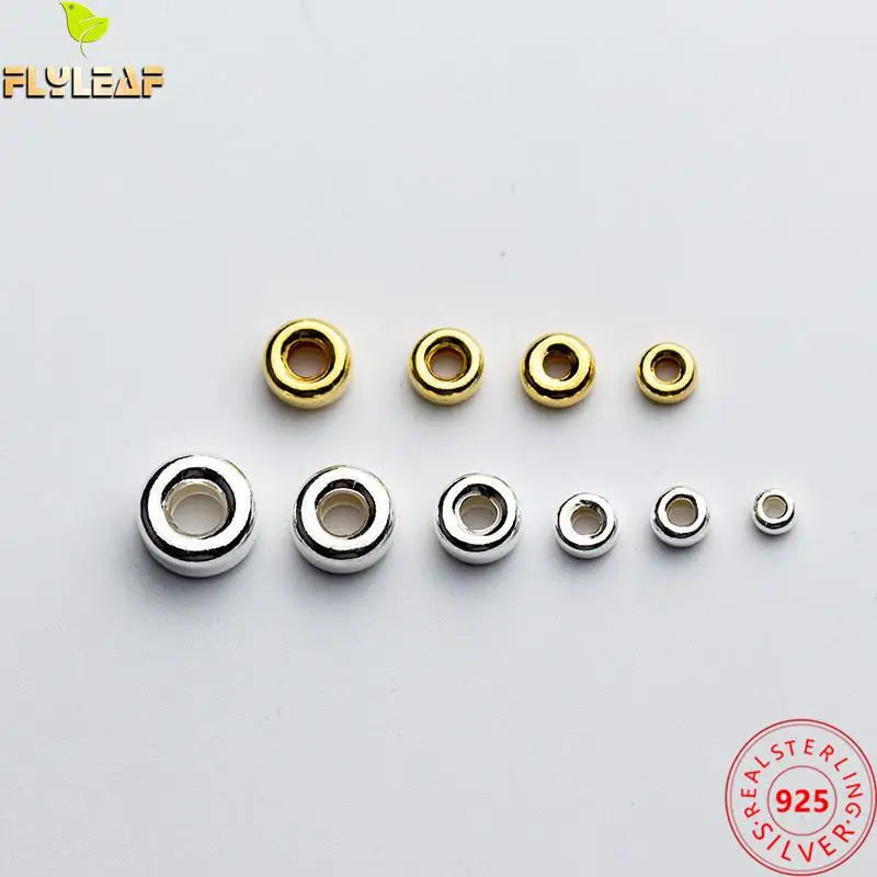 925 Silver Wheel Spacer Beads Gasket 18k Plated DIY Charm Bracelet
