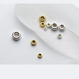 925 Silver Wheel Spacer Beads Gasket 18k Plated DIY Charm Bracelet