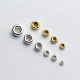 925 Silver Wheel Spacer Beads Gasket 18k Plated DIY Charm Bracelet