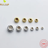 925 Silver Wheel Spacer Beads Gasket 18k Plated DIY Charm Bracelet