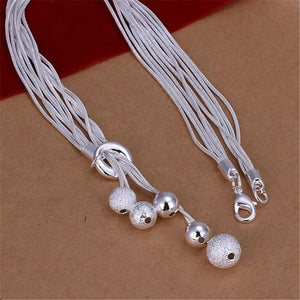 925 Sterling Silver Necklace Charm Chain Beads Pretty Lady