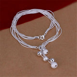925 Sterling Silver Necklace Charm Chain Beads Pretty Lady