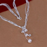 925 Sterling Silver Necklace Charm Chain Beads Pretty Lady