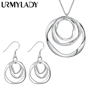 925 Silver Necklace Earring Set for Women Wedding Party LS09