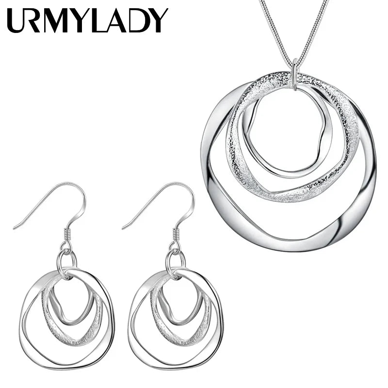 925 Silver Necklace Earring Set for Women Wedding Party LS09