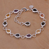 925 Silver Charm Bracelets Zircon Crystal Jewelry Wedding Lady