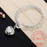 925 Silver Heart Spoon Bracelet, Zircon Wedding Jewelry