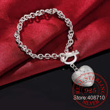 925 Silver Heart Spoon Bracelet, Zircon Wedding Jewelry