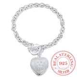 925 Silver Heart Spoon Bracelet, Zircon Wedding Jewelry