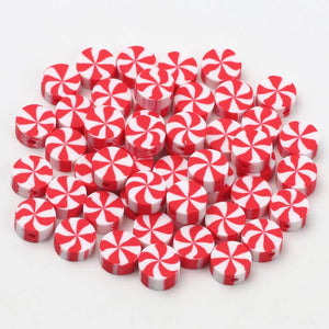 Red Clay Beads Flat Round Candy Polymer Clay Spacer Beads