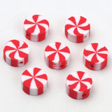 Red Clay Beads Flat Round Candy Polymer Clay Spacer Beads