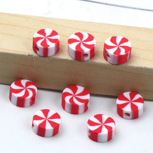 Red Clay Beads Flat Round Candy Polymer Clay Spacer Beads