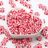 Red Clay Beads Flat Round Candy Polymer Clay Spacer Beads