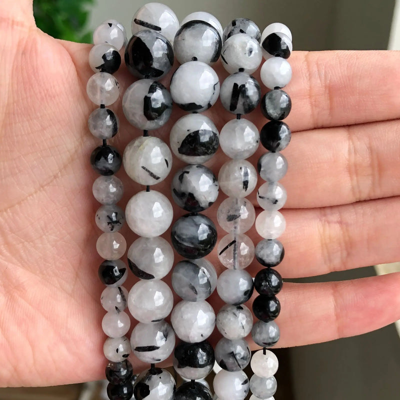 Natural Rutilated Quartz Stone Beads For DIY Jewelry 15''