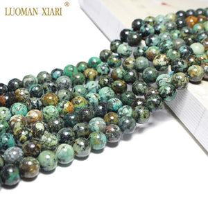 100% Natural Green Turquoise Round Stone Beads DIY Jewelry Making