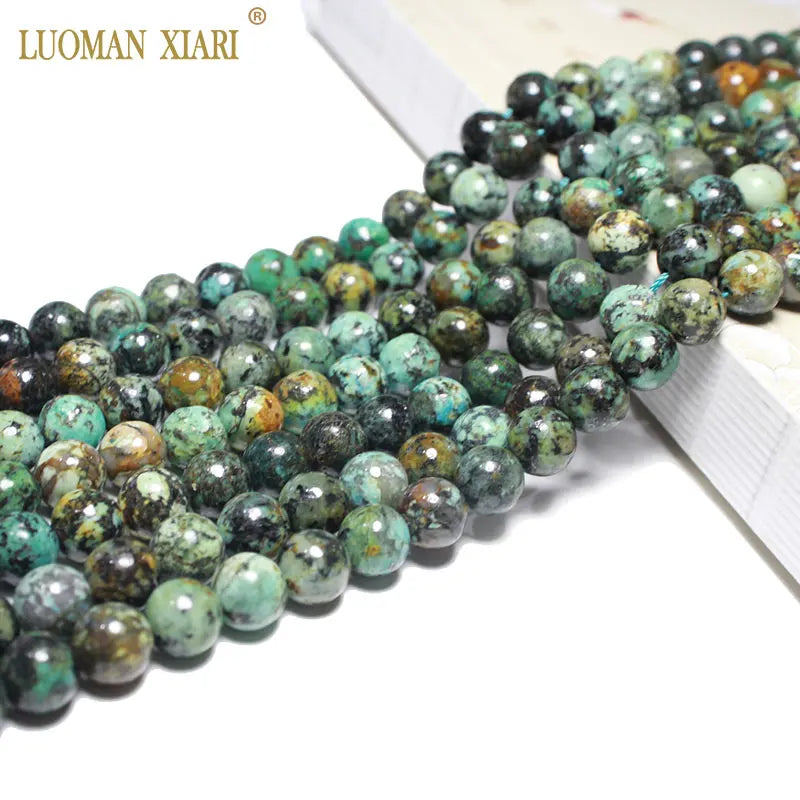 100% Natural Green Turquoise Round Stone Beads DIY Jewelry Making