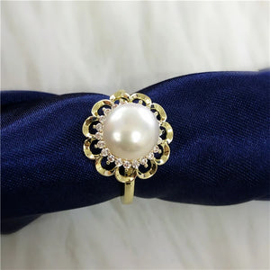 Adjustable Flower Ring Mountings for Pearls Beads, 10pcs