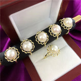 Adjustable Flower Ring Mountings for Pearls Beads, 10pcs