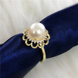 Adjustable Flower Ring Mountings for Pearls Beads, 10pcs