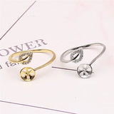 Adjustable Leaf Ring Mountings for Pearls Beads, 10pcs/lot