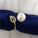 Adjustable Leaf Ring Mountings for Pearls Beads, 10pcs/lot