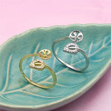Adjustable Leaf Ring Mountings for Pearls Beads, 10pcs/lot
