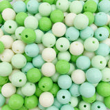 Cream Macaroon Acrylic Beads 6mm-10mm Straight Hole Round Solid DIY Jewelry