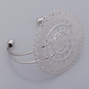 Adjustable Bracelet Blank with Flower Pad Cuff Bangle Base