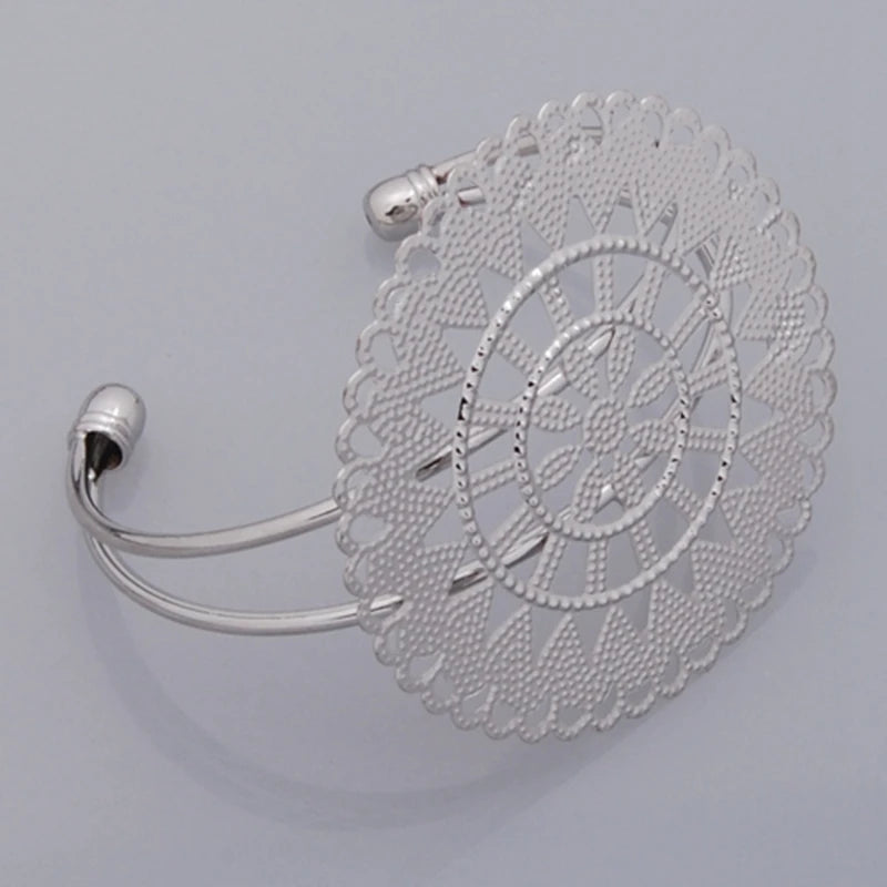Adjustable Bracelet Blank with Flower Pad Cuff Bangle Base