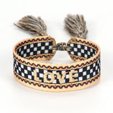 Adjustable Fabric Friendship Bracelet with Tassel