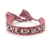 Adjustable Fabric Friendship Bracelet with Tassel