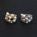 Adjustable Plastic Bead Pearl Rings