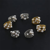 Adjustable Plastic Bead Pearl Rings