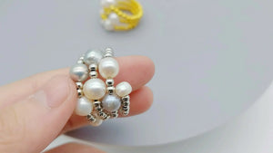 Adjustable Plastic Bead Pearl Rings