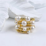 Adjustable Plastic Bead Pearl Rings