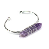 Adjustable Bangle Wire Wrap Stone Crystal Bracelet