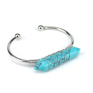 Adjustable Bangle Wire Wrap Stone Crystal Bracelet