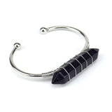 Adjustable Bangle Wire Wrap Stone Crystal Bracelet